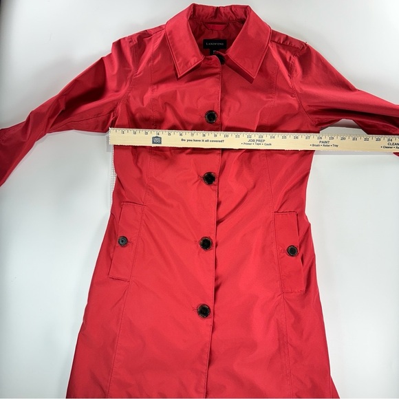 Lands End trench coat coral lightweight button front XS - Picture 11 of 12